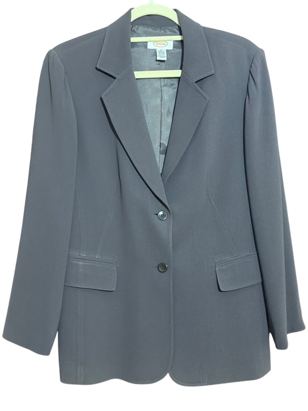 Talbots Dark Gray Two Button Blazer Jacket Lined Career Wear Notched USA Sz 10